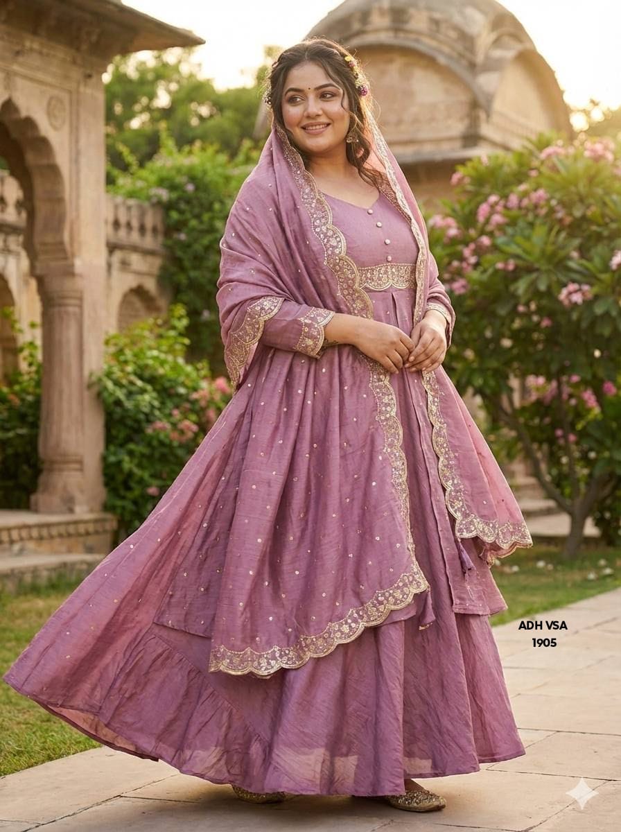 Black Georgette Heavy Embroidery Work Anarkali Gown Set